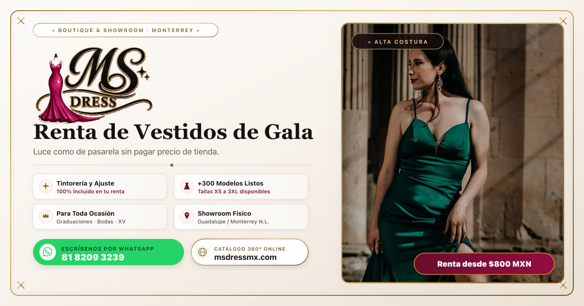 Tarjeta Digital MSDress — Renta de Vestidos en Monterrey