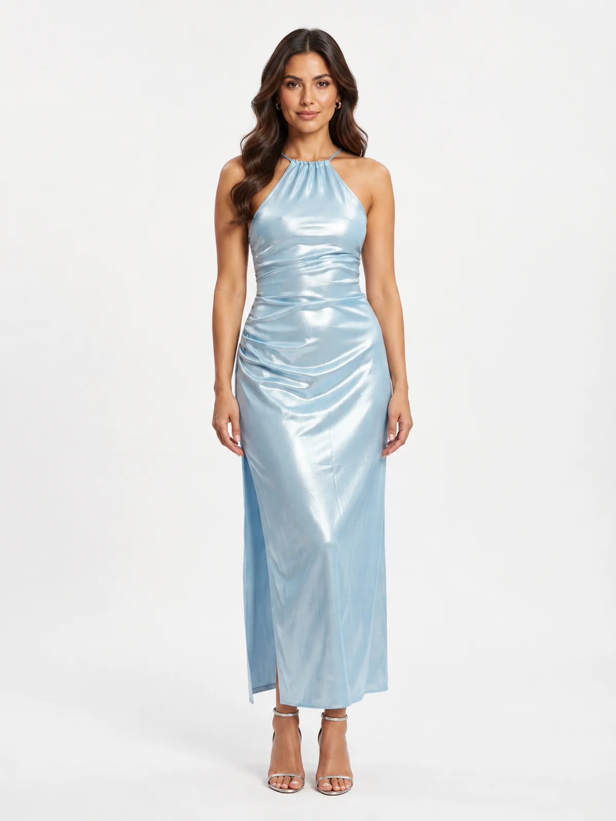 Vestido en renta: #153 Vestido princesa plata titanio frente