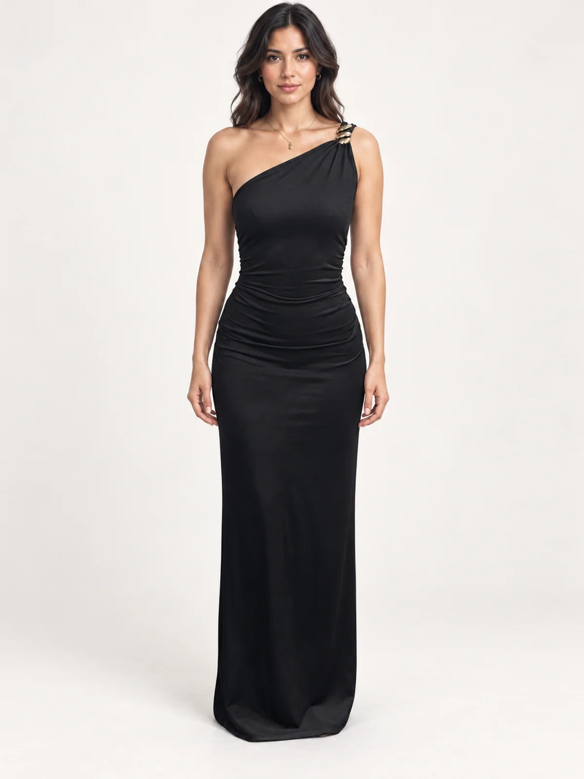 Vestido en renta: #166 Vestido manga francesa negro noche frente