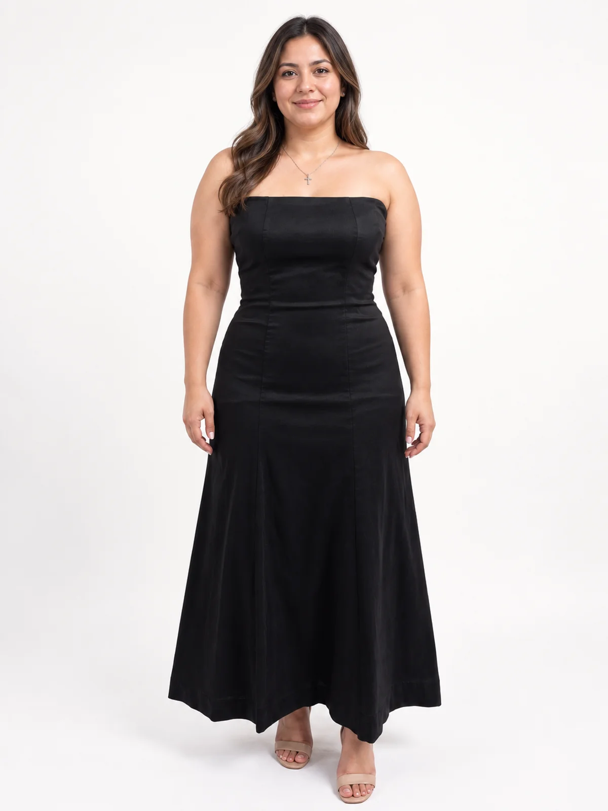 Vestido en renta: #172 Vestido escote bardot negro noche frente