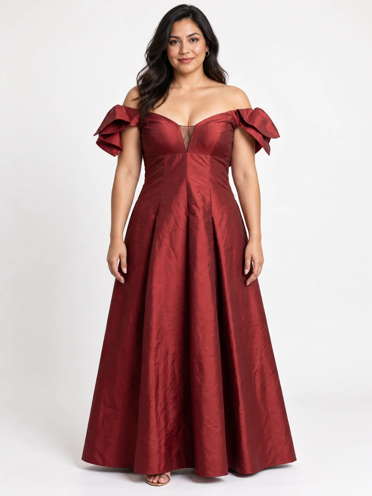 Vestido en renta: #194 Vestido columna con abertura rojo rubí frente