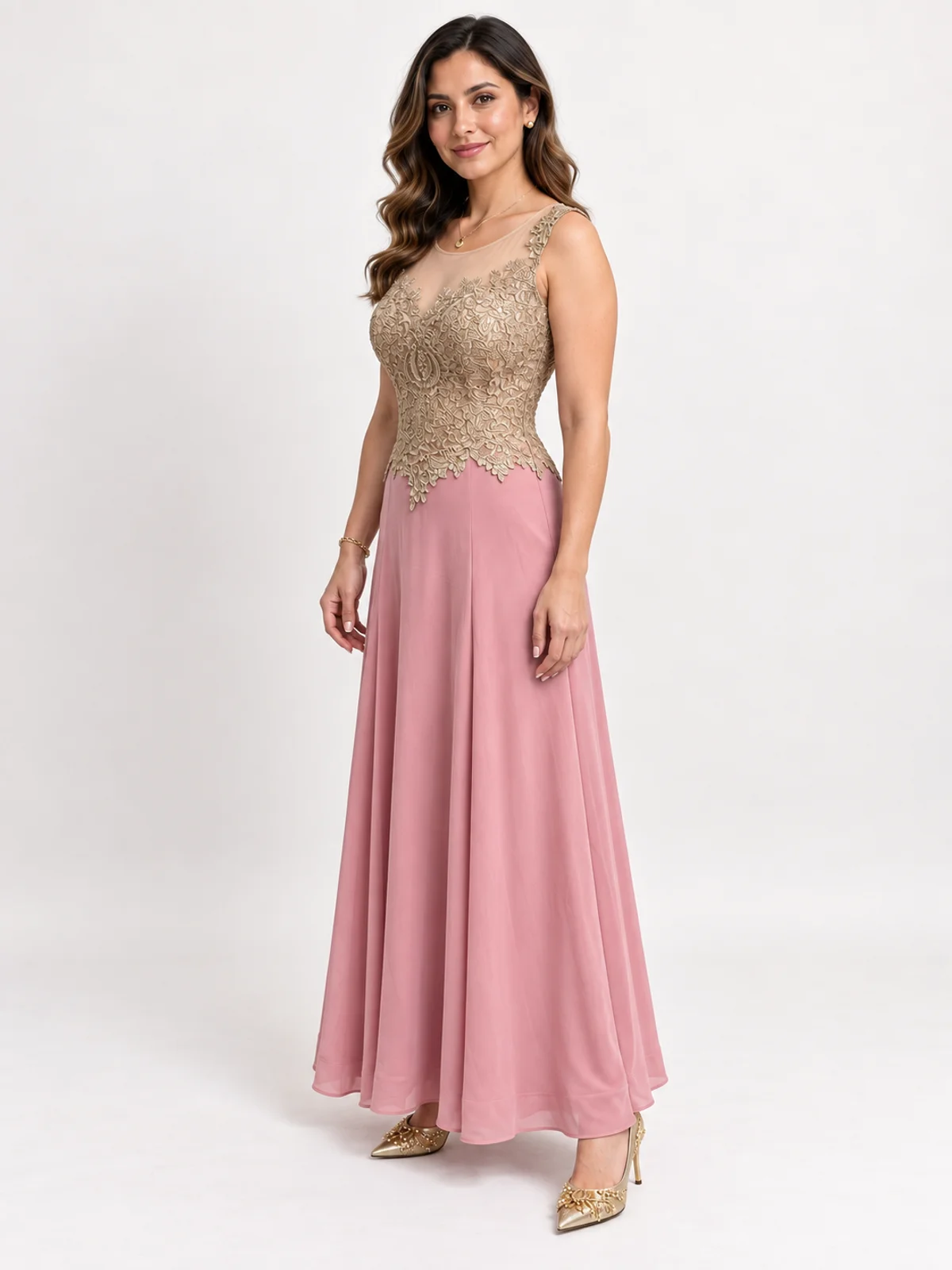 Vista de perfil 65° de #201 Vestido princesa rojo rubí