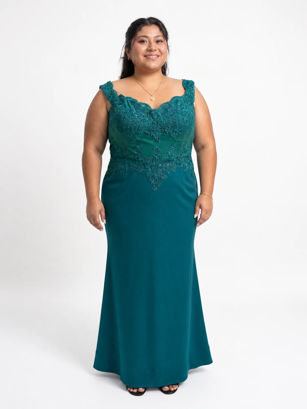 Vestido en renta: #204 Vestido escote bardot azul marino titanio frente