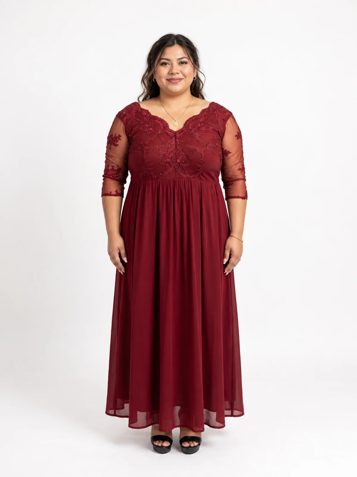 Vestido en renta: #207 Vestido línea a en satén vino borgoña frente