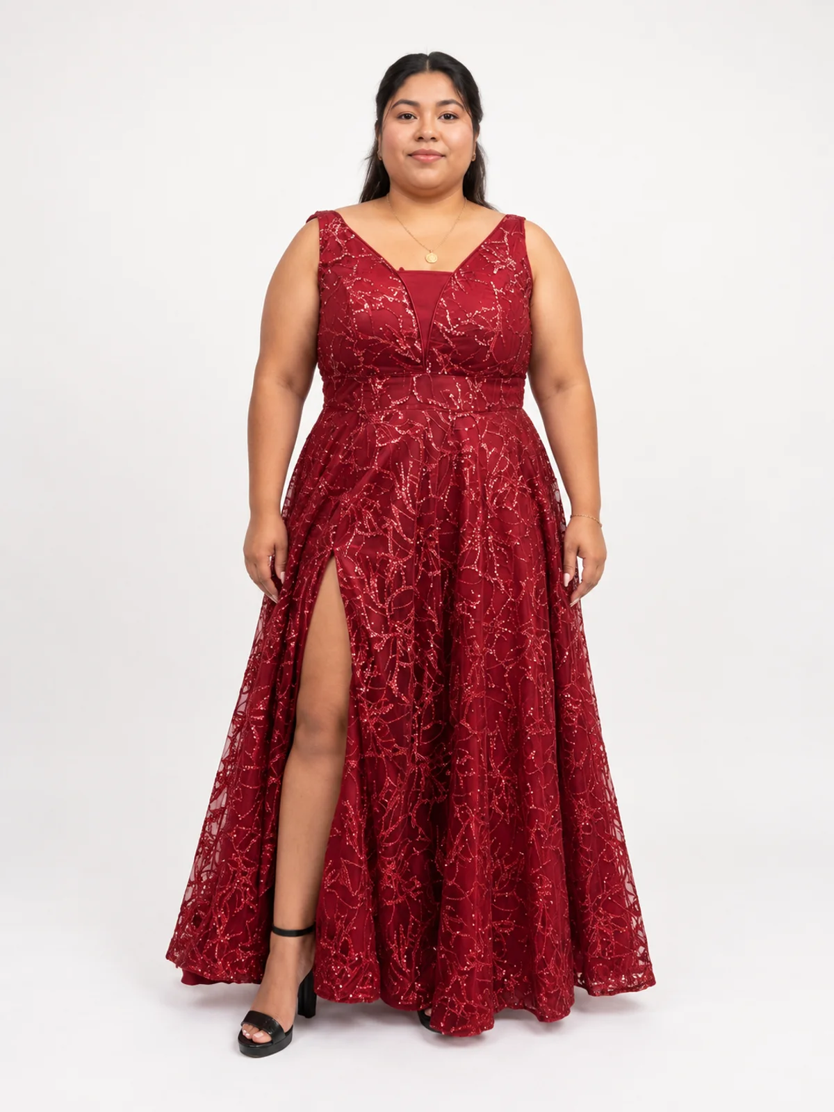 Vestido en renta: #208 Vestido sirena vino borgoña frente