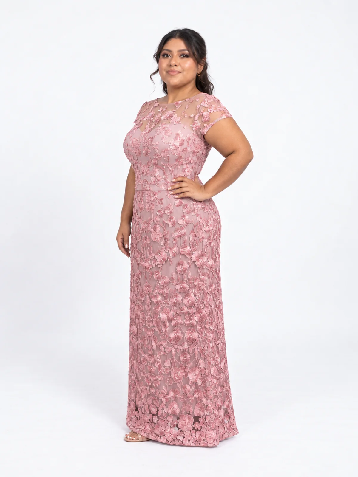 Vista de perfil 65° de #249 Vestido princesa rojo rubí