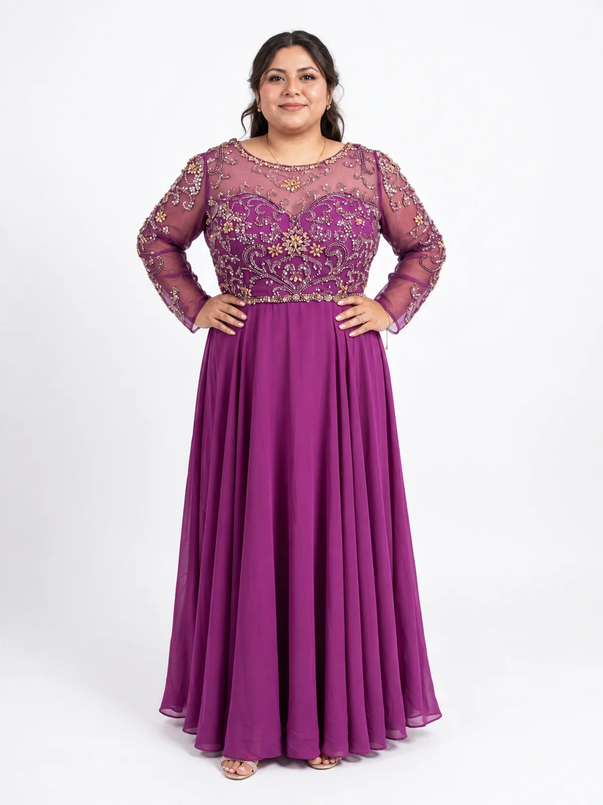 Vestido #251 Vestido drapeado de gala rosa fucsia gala en renta en Monterrey frente