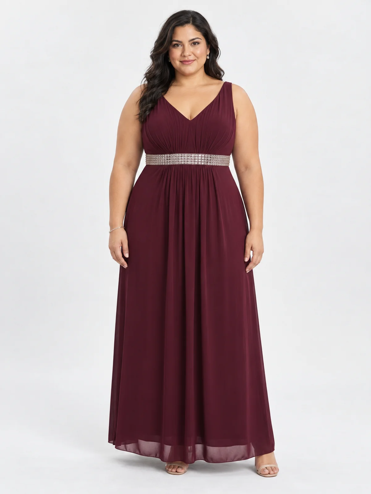 Vestido #264 Vestido sirena vino borgoña en renta en Monterrey frente